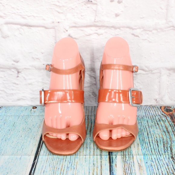 Cole Haan Peach Leather Ankle Strap Open Toe Wedge Platform Sandals 9 B - Picture 4 of 7
